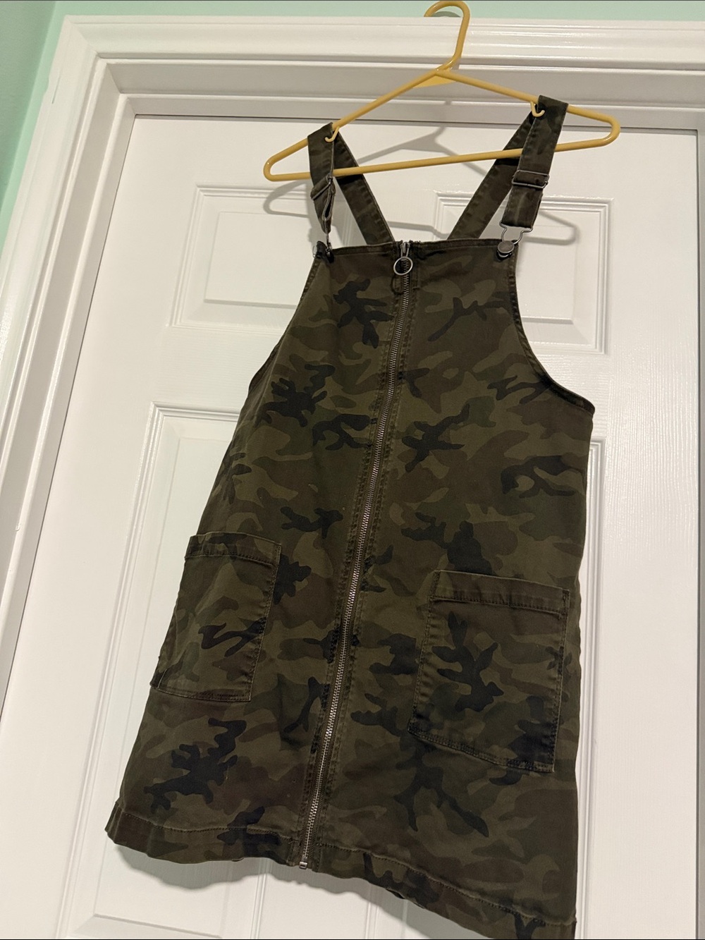 Girls'/Women/Teen Green Camo Zip-Front Overall Dress